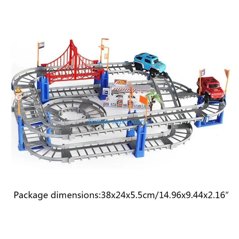 090B Railway Road Auto Auto Set giocattolo assemblaggio liberamente giocattolo resistenza forte per bambini