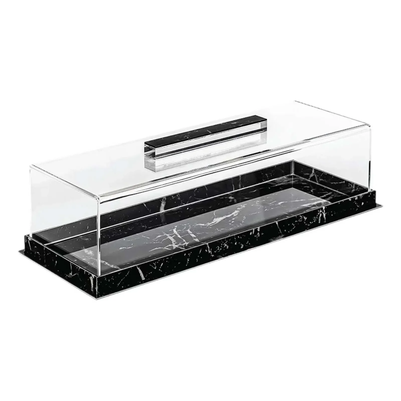 Contemporary Rectangular Acrylic Cake Stand With Lid To Display And Maintain Freshness Of Cakes Pastries And Desserts