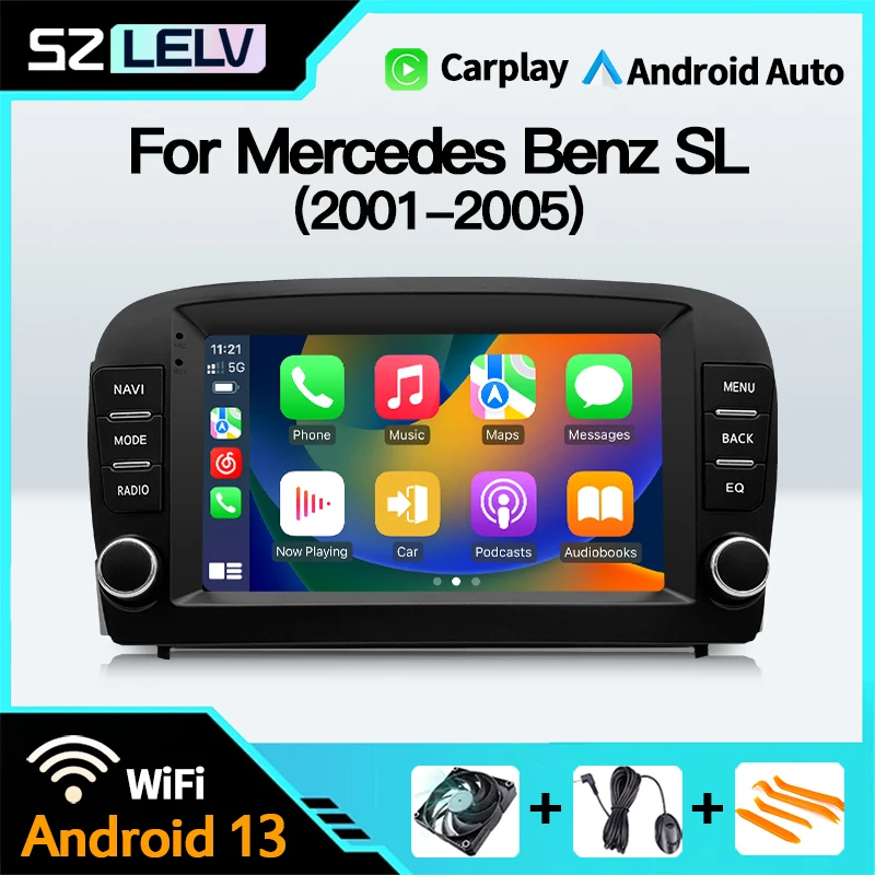 7″ Android 13 Multimedia Player For Mercedes Benz SL R230 SL350 SL500 SL55 SL600 SL65 2001-2007 GPS Car BT Wireless Carplay 2Din