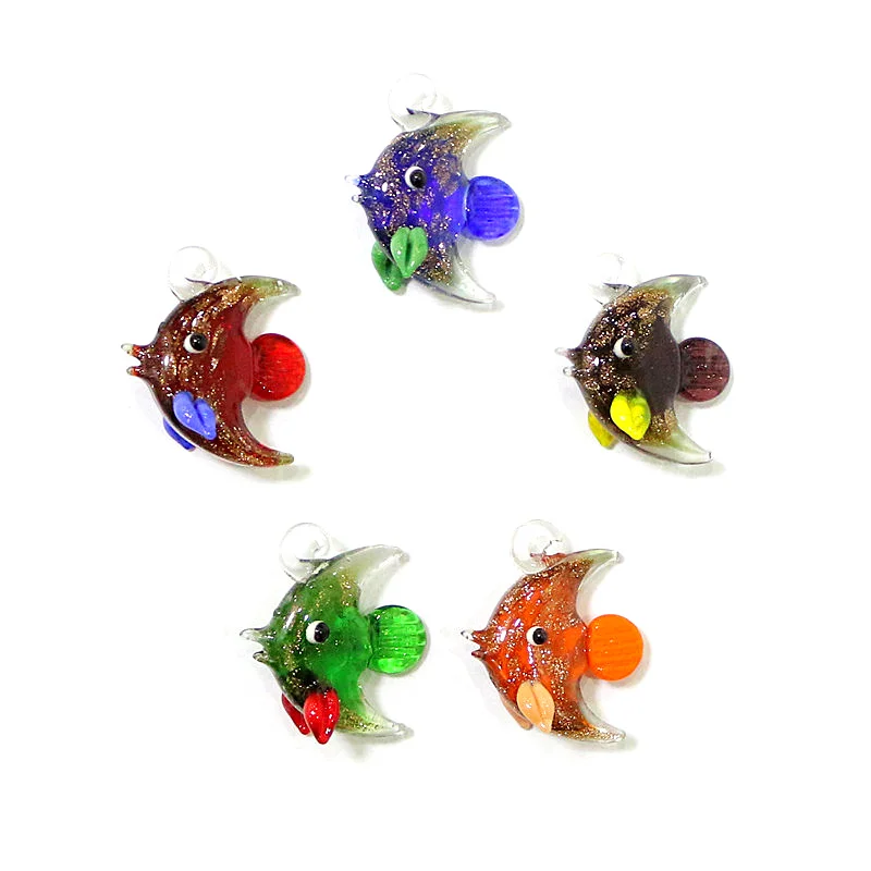 

2pcs Mini Glass Fish Pendants Cute Marine Animal Charms Ornaments for DIY Jewelry Making Supplies or Aquarium Decor Accessories