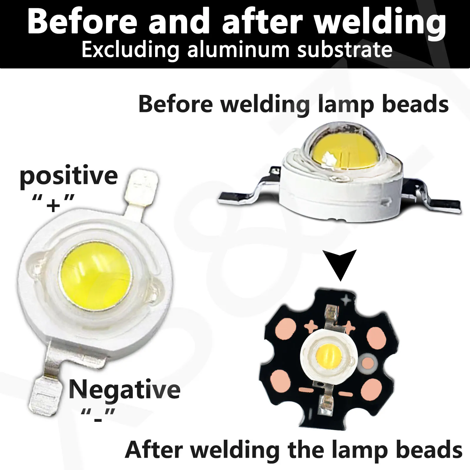 حبات LED عالية الطاقة لديي ، الصمام الثنائي الباعث للضوء ، مصلحة الارصاد الجوية ، الأصفر ، الدافئة ، أبيض محايد ، الباردة ، 300mA ، DC3.2-4 فولت ، 100 قطعة