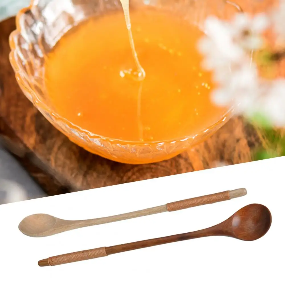 Soup Scoop Long Handle Deluxe Wooden Stirring Spoon Nature Pure Spoon Teaspoon Catering Kids Spoon Kitchenware Kitchen Supply