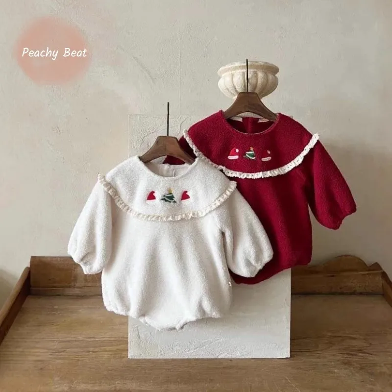 pasgeboren baby jongen meisje xmas fleece romper lange mouw baby peuter kind jumpsuit lente herfst winter casual babykleertjes 0-2y