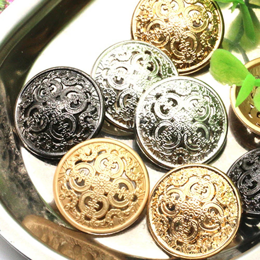 

30Pcs 25mm Stylish Metal Buttons Hollow-Out Design for Clothing Jackets Hats Jeans DIY Sewing Decor Black Metal Button for Coat