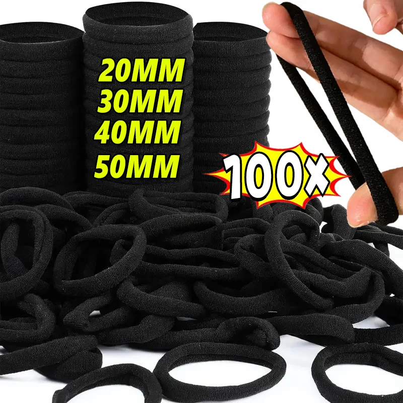 10/100pcs Black Basic Hair Bands Women Girls High Elastic Headband Ties Rubber Ropes Scrunchies Ponytail Holders Accessories