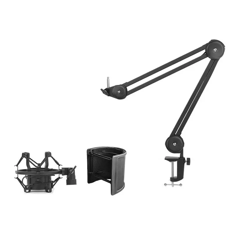 

FSTE-Mic Stand For Recording,Podcasting,Adjustable Suspension Boom Scissor Stand With Filter,Shock Mount