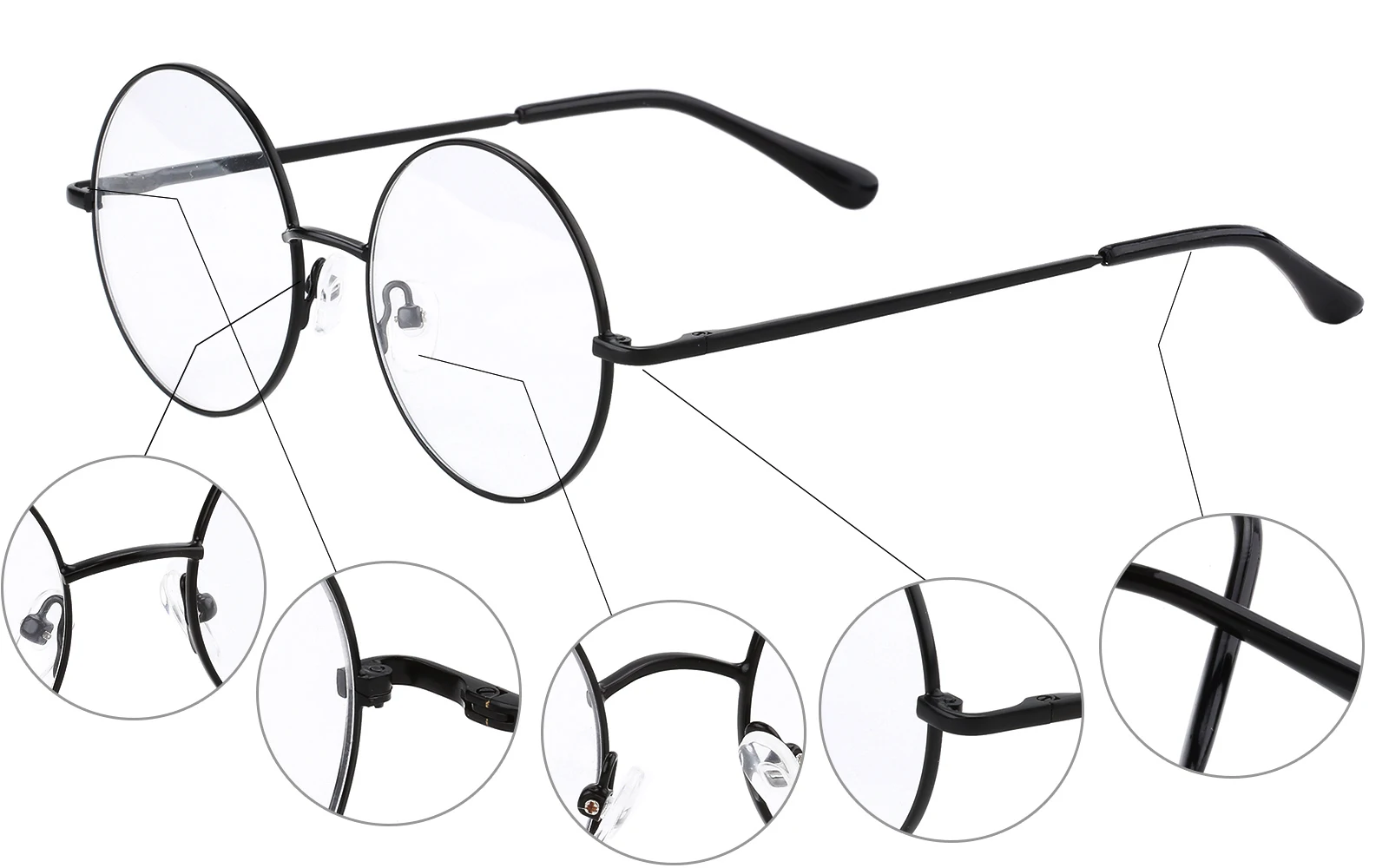 Retro Round Metal Vintage Optical Eyeglasses Frame with Spring Hinge, Comfortable Non-Pinching Fashion Eyewear For Men Women