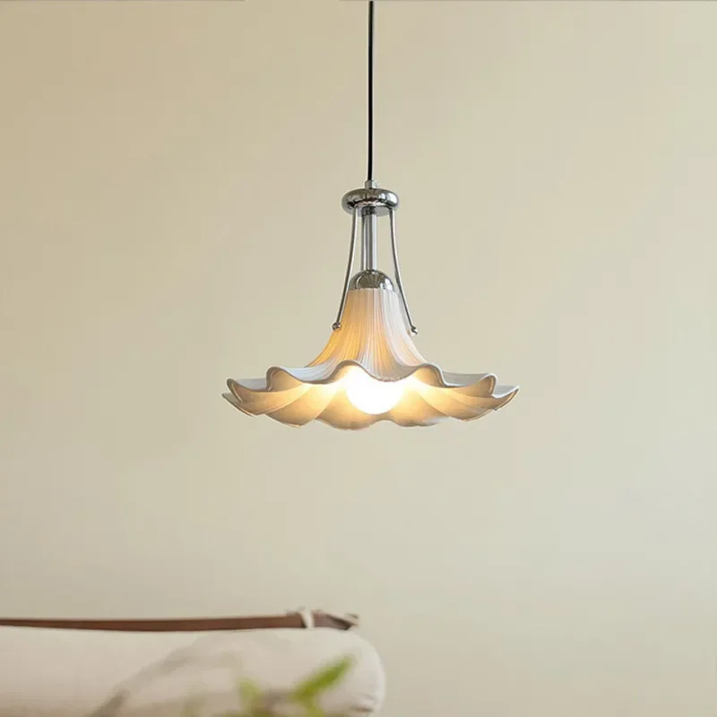 for Bauhaus Magnolia Flower Chandelier Medieval Pastoral Designer Window High End Bedroom Bedside Ceramic Pendant Light