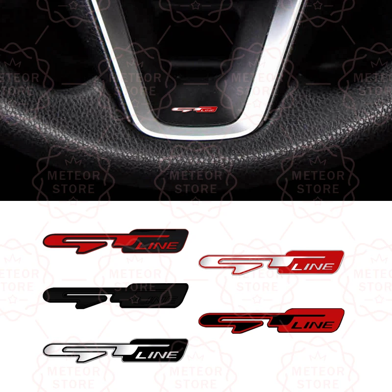 Car Nameplate GT Line Metal Badge Interior Steering Wheel Sticker Emblem For Kia Sorento Sportage Stinger Rio K5 K9 K7 K8 K3 K2