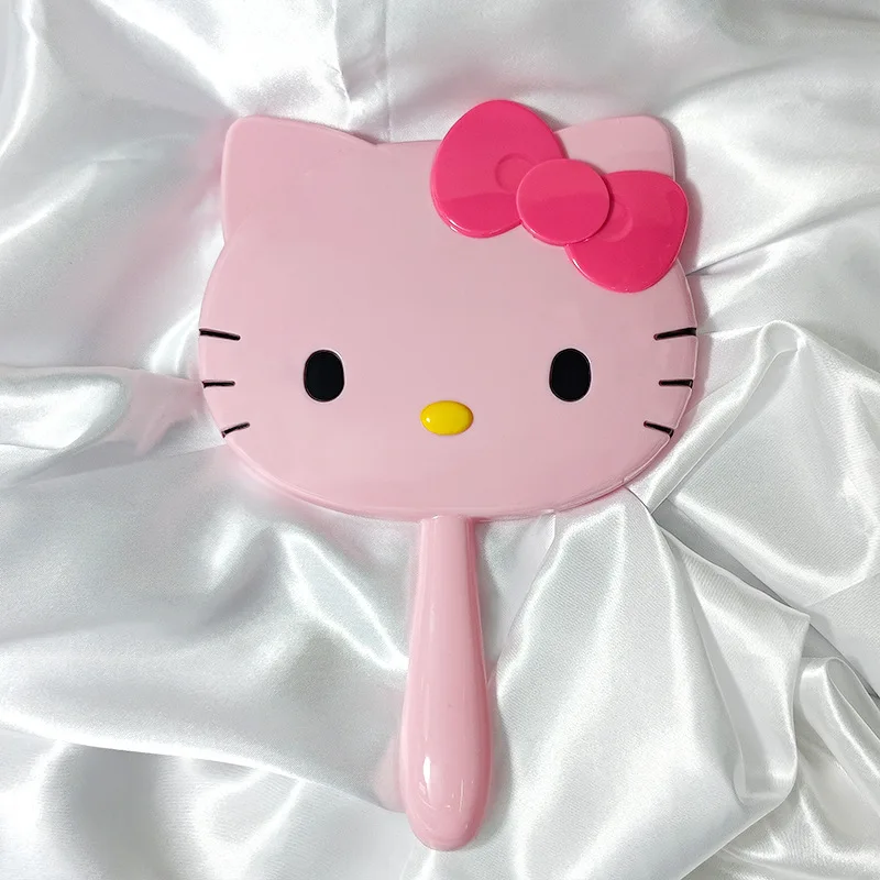 New Hello Kitty Sanrio Makeup Mirror Cartoon Cute Princess Vanity Mirror Kawaii Hand-held Mirror Fashion Accessories Girls Gifts