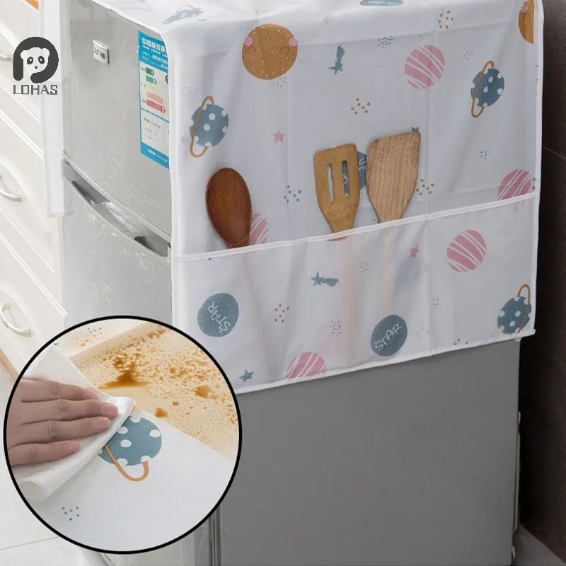 Refrigerator Dust Cover With Storage Bag Washable Multi-purpose Household Washing Machine Cabinet Dust Protection Cover