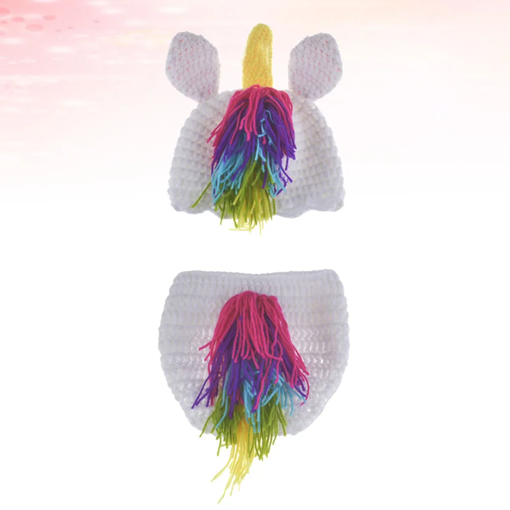 

Baby Photography Costumes Kit Handmade Wool Knitted Unicorn Outfit Photo Props for Boys Girls Elephant Infant Photo