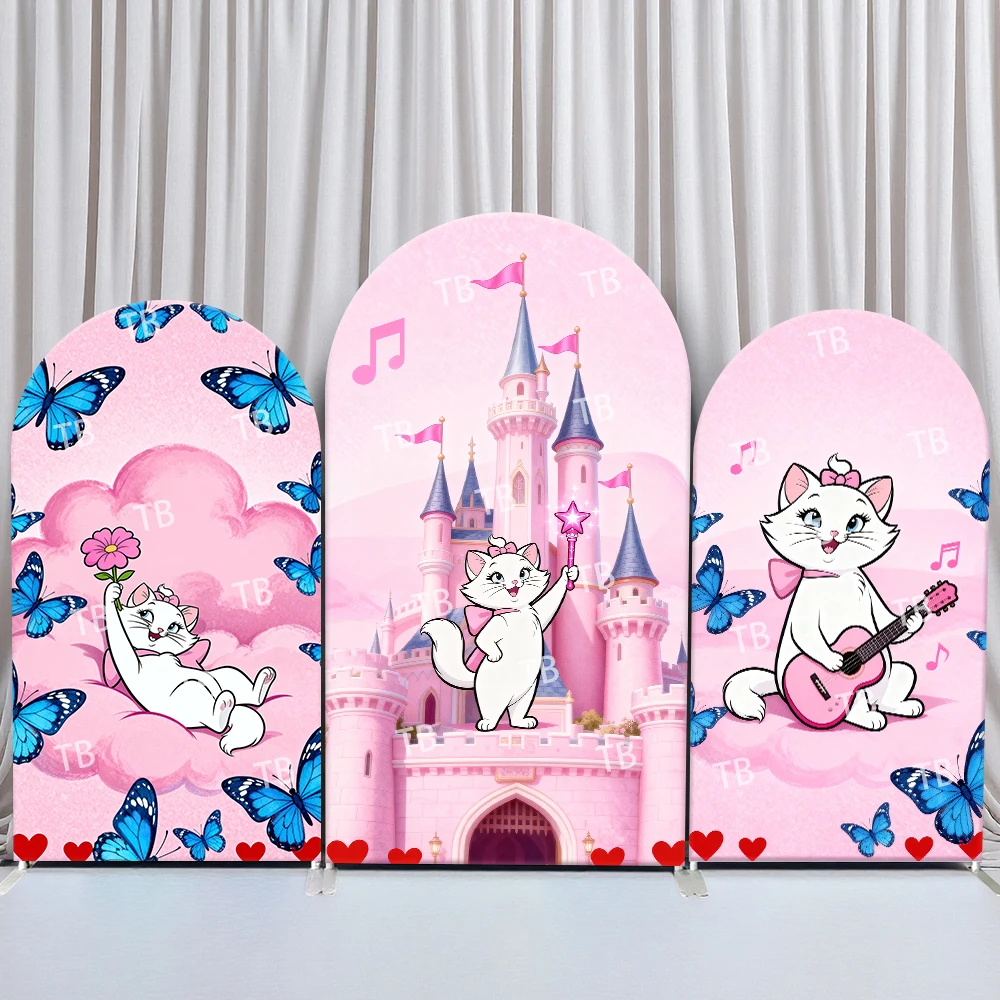 

Mary Cat Arch Backdrop Cover Birthday & Baby Shower Cute Princess Castle Theme for Kids Party Photo Booth Decor