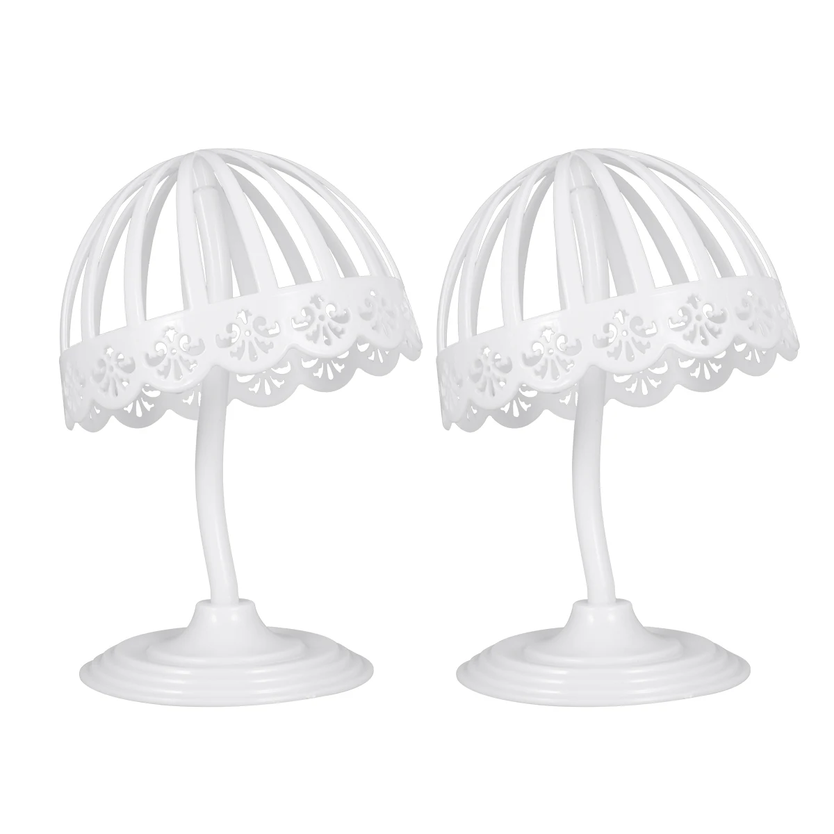 

2 pcs 40Cm Plastic Hat Display Rack Elastic Stand For Hats Wigs Bonnets Tabletop Holder White Decorative Storage Rack Modern