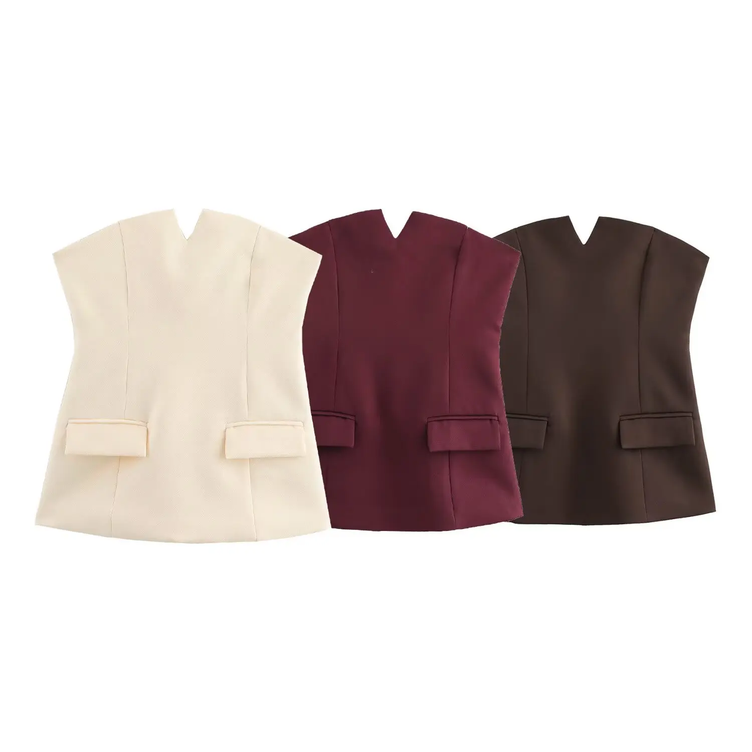 

Elegant Strapless Tube Tops Women Fashion Sleeveless Zipper Tanks Top Spring Summer Lady Casual Backless Corset Vest 2025 New