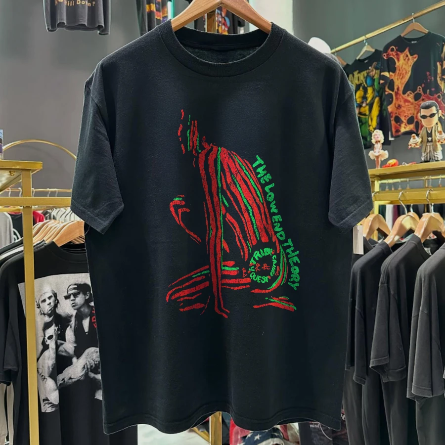 1991 Tribe Called Quest 'Low End Theory' Washed Black T-Shirt Y2K Style Underground Print Loose Fit Retro Grunge