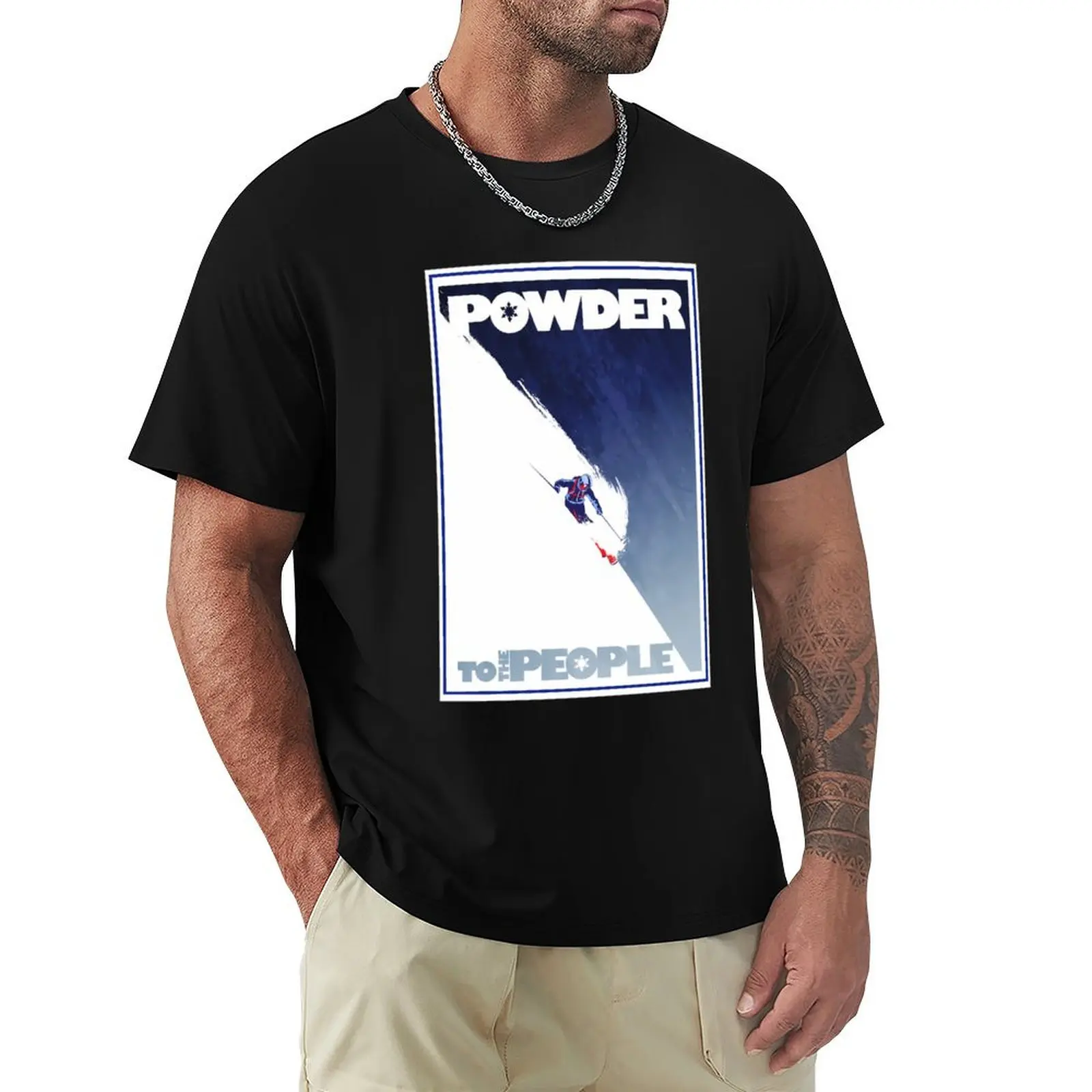 Powder to the People T-Shirt Simple Solid Color Crew Neck Tee