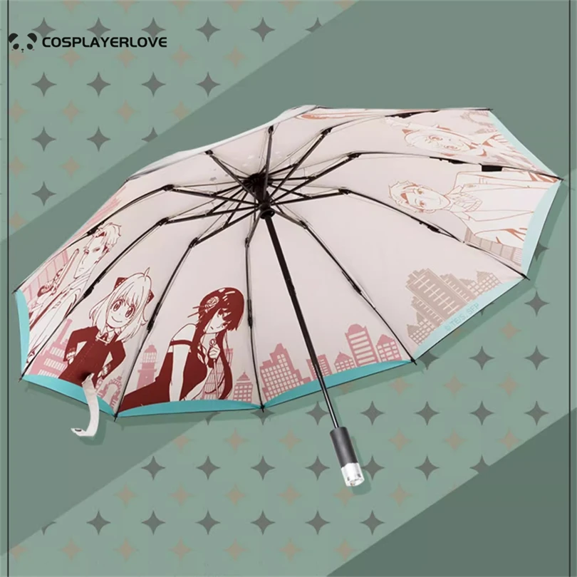 Anime Anya Automatic Umbrella With Flashlight Kaitou Kiddo Cosplay Manga Peripherals UV Parasol Gifts