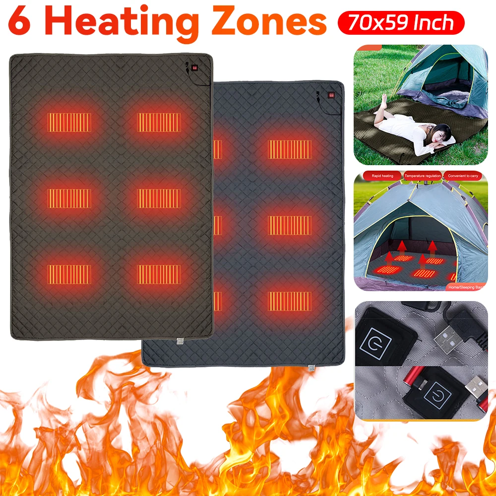 5V USB Sleeping Electric Heating Pad Heated Cushion Cold Resistant 3-Level Temperature for Outdoor Camping Heated Electric Mat
