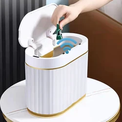 4L Automatic Sensor Trash Can Desk Waste Bin Paper Basket Luxury Induction Smart Garbage Bin For Bathroom Toilet Bin Waterproof