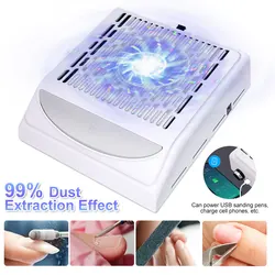 100W Powerful Nail Dust Collector Absorber for Manicure Low Noise Professional Nail Vacuum Cleaner Dust Extractor for Acrylic