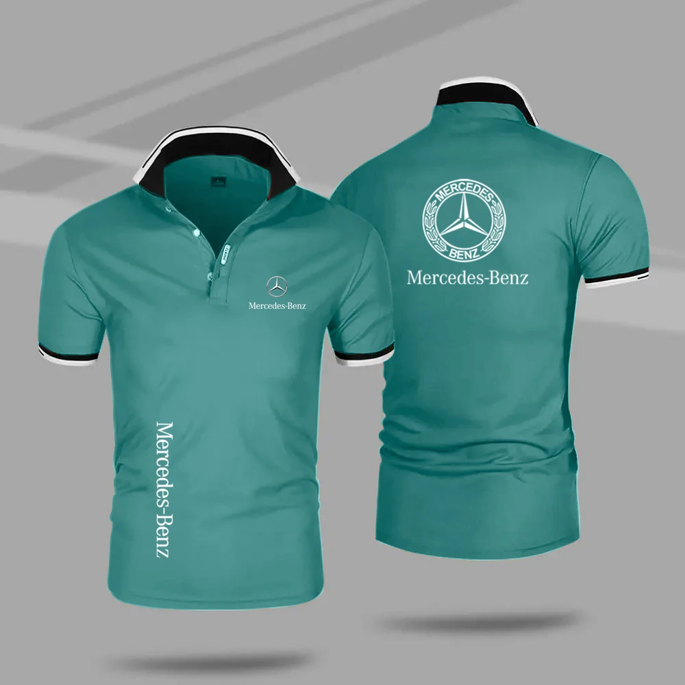 2024 Mercedes Benz Sport Hochwertiges Herren-Motorrad-Poloshirt, sportliche Mode, elegantes Herren- und Damen-Fahrrad-Poloshirt