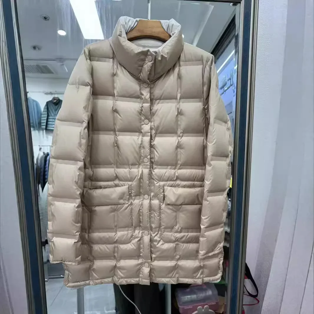 Autumn/Winter European New Women's Down Jacket for Commuting Windproof Double Sided Wearable White Duck Down Jacket
