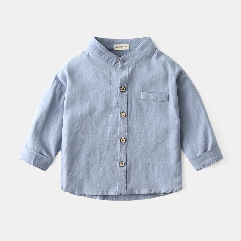 Mandarin Collar Boys Shirts Elegant Kids Tops Cotton Children's Clothes