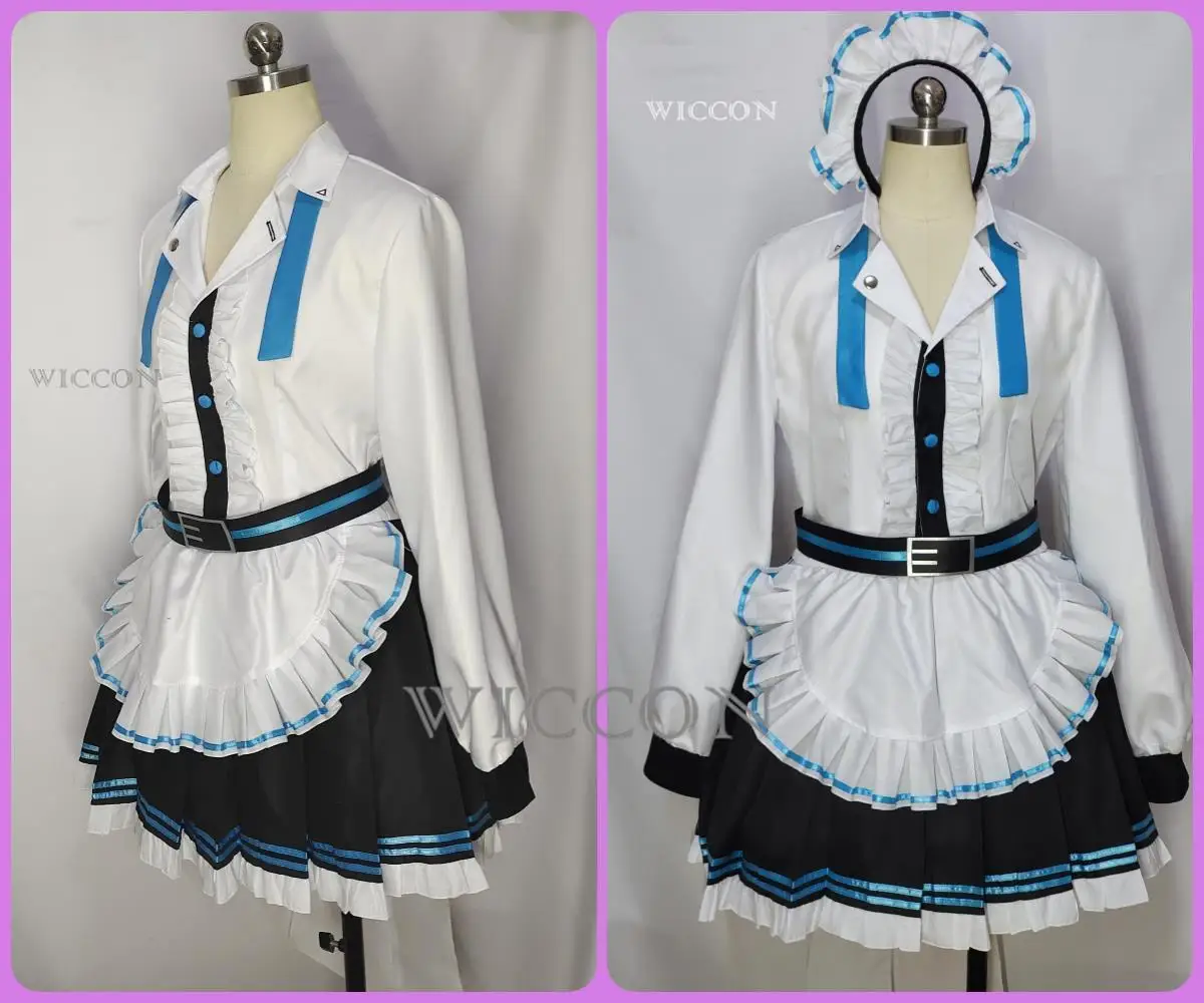 Spiel Blau Archiv Mikamo Neru Cosplay Kostüm Anzug Schöne Maid Kleid Uniform Kostüm Halloween Karneval Party Rolle Spielen Outfit