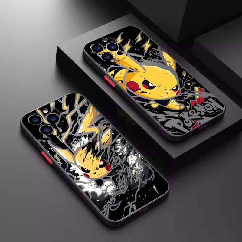 

P-Pikachus Anime Cute Phone Case For Apple iPhone 17 16 15 14 13 12 11 Air Pro Max Plus Mini Frosted Translucent