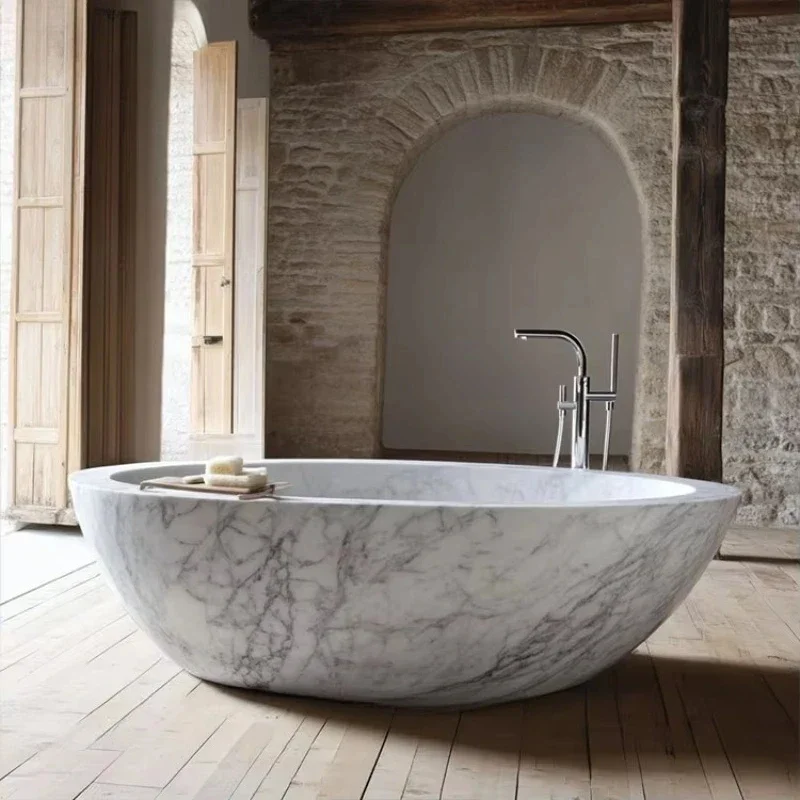 Bathroom New Hand Carved Beautiful Solid Marble Conch Shaped Bathtub Den