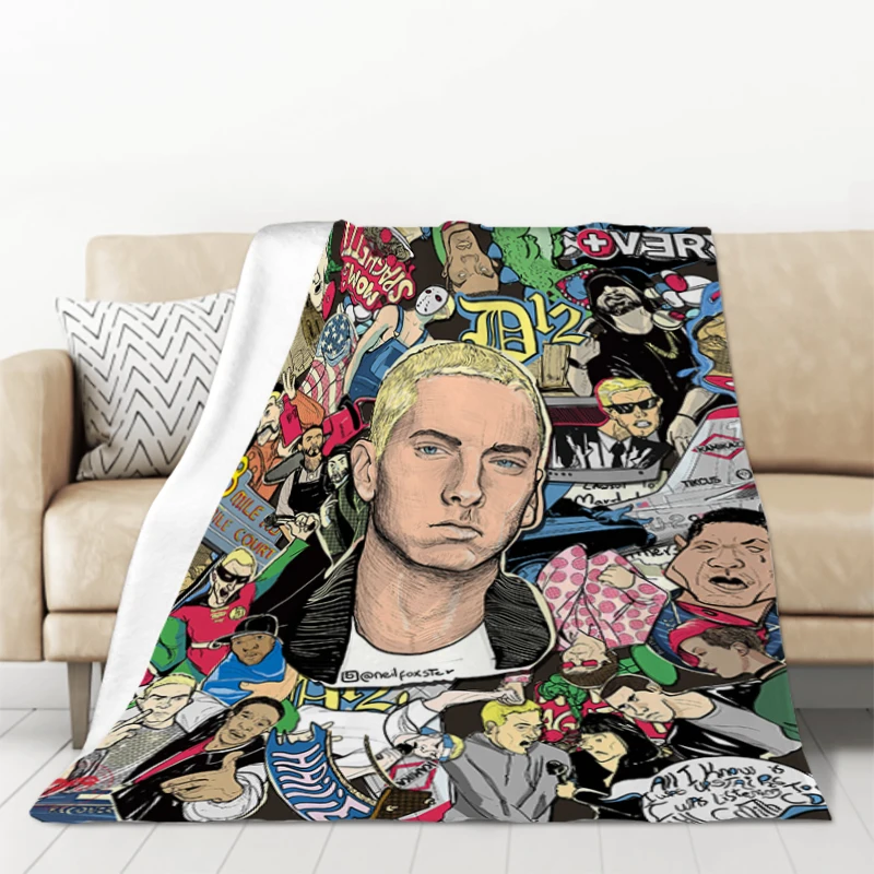 

Eminem 8 Mile Hip Hop Rap Blanket Plaid on the Sofa Blankets and Throws Plush Furry Microfiber Bedding Bedspread Bed Throw Knee