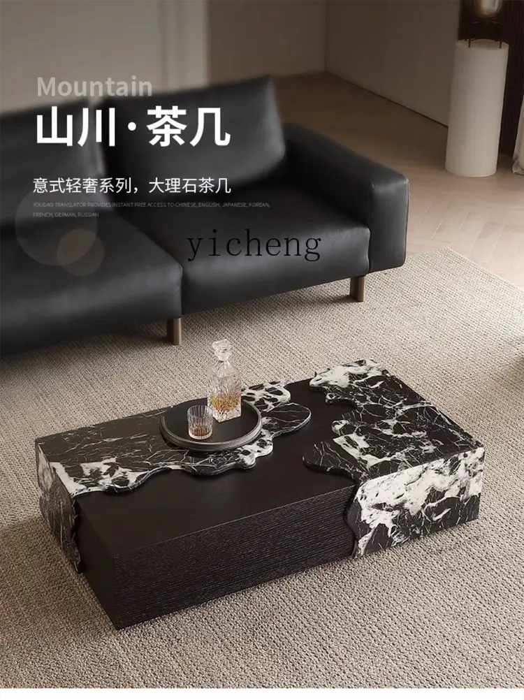 ZZ minimalist marble coffee table Bulgari high-end creative living room household rectangular solid wood