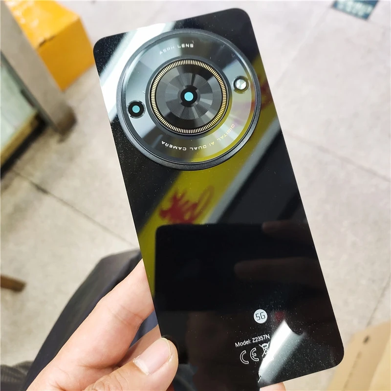 Tampa traseira de vidro da bateria para zte blade a75 5g z2357n, tampa da porta traseira com lente do quadro da câmera