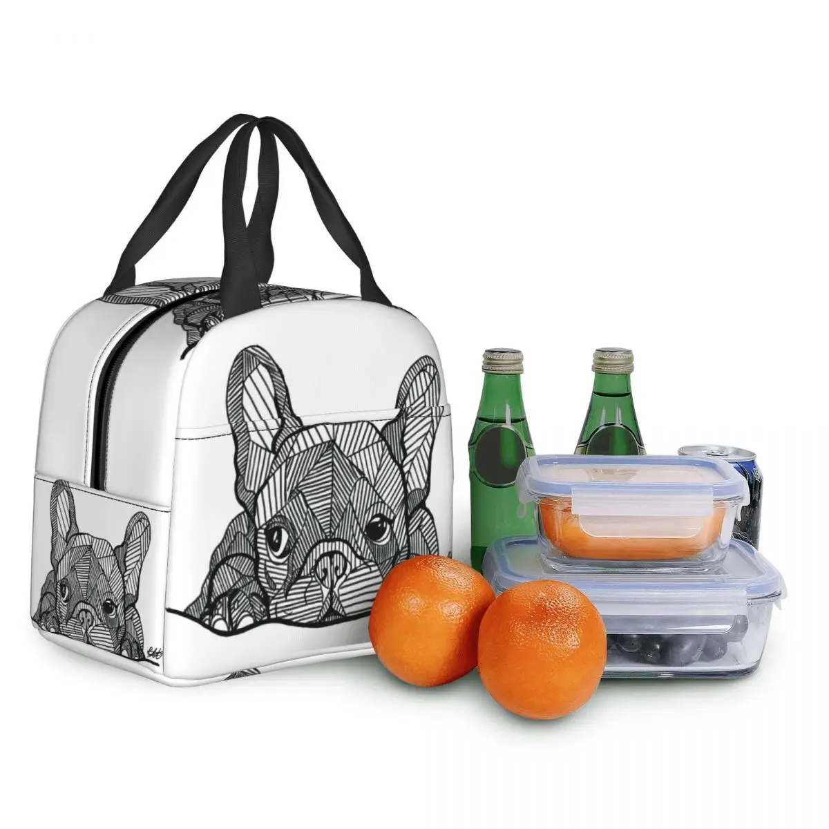 French Bulldog Lunch Bag Waterproof Insulated Thermal Warm Cooler Frenchie Dog Lunch Tote Kids School Children Food Bento Box