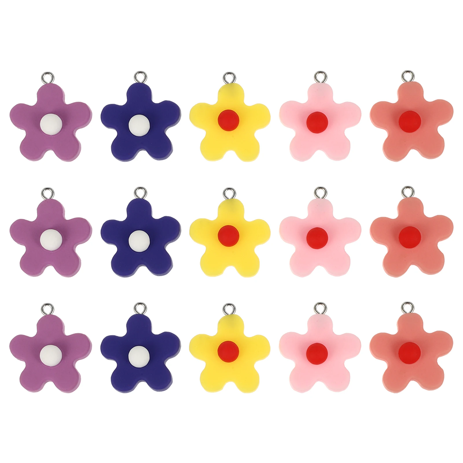 

15 Pcs Simulated Small Flower Earrings Jewelry Making Accessories Colorful Flower Pendant DIY Craft Girls Kids Gifts