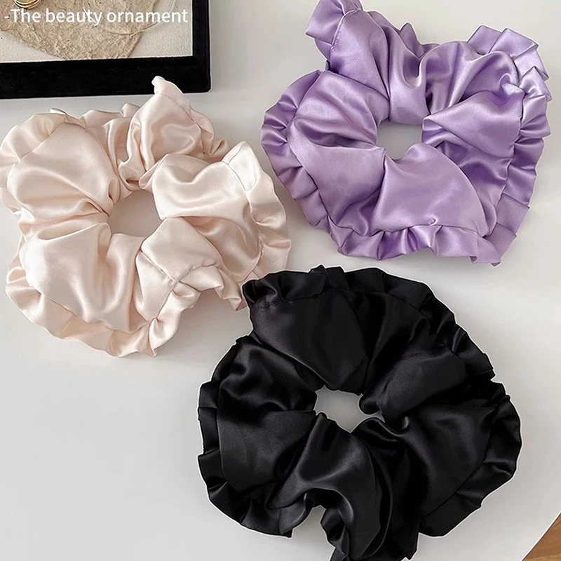 ขนาดใหญ่ Scrunchies ใหญ่ยางผมยืดหยุ่น Girs ผู้ถือหางม้า Smooth ซาติน Scrunchie ผู้หญิงอุปกรณ์เสริมผม