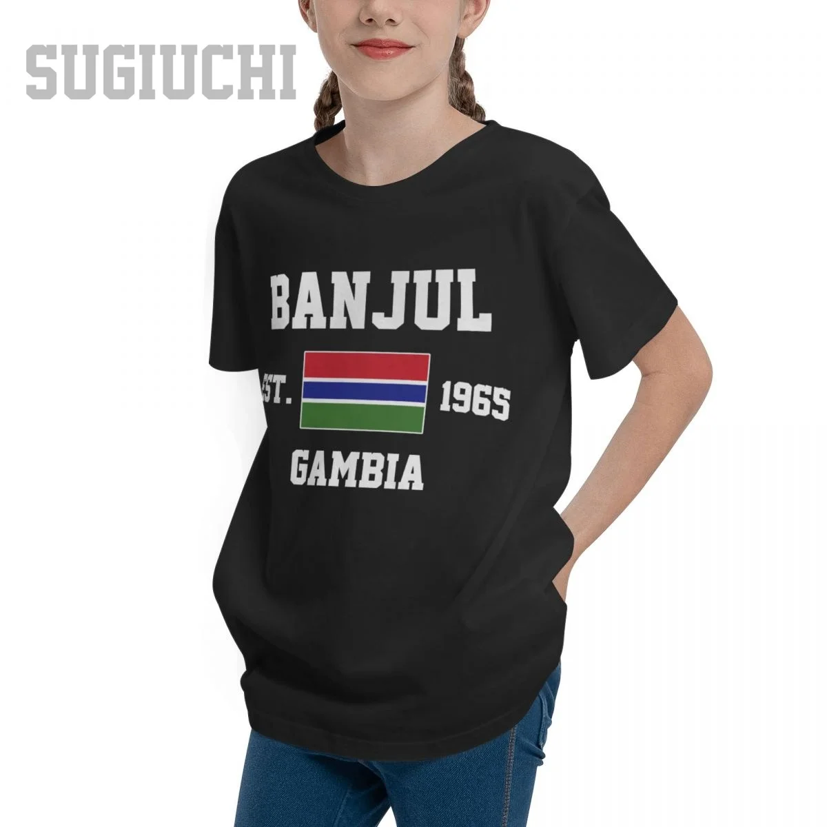 Unisex Youth Boy/Girl Gambia EST.1965 Banjul Capital T-shirt Kids tshirt tee 100% Cotton T Shirt o-neck short sleeve Children