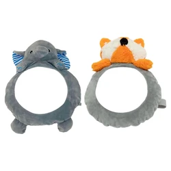 Asientos coche para bebé ajustables, visualización seguridad vidrio con diseños felpa, reloj seguro para niños, para