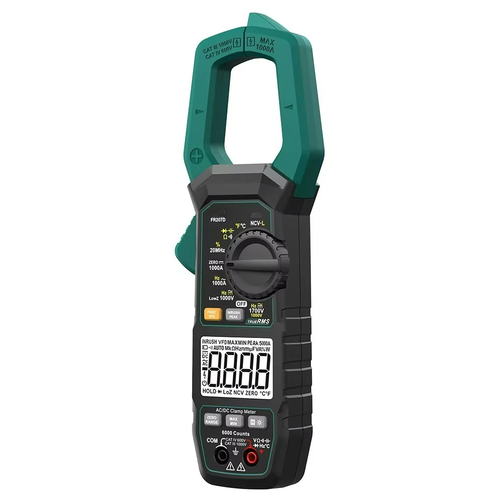 

Цифровой мультиметр FR207D True RMS с автоматическим выбором диапазона, токоизмерительные клещи AC 1000А, токоизмерительные клещи DC 1700В