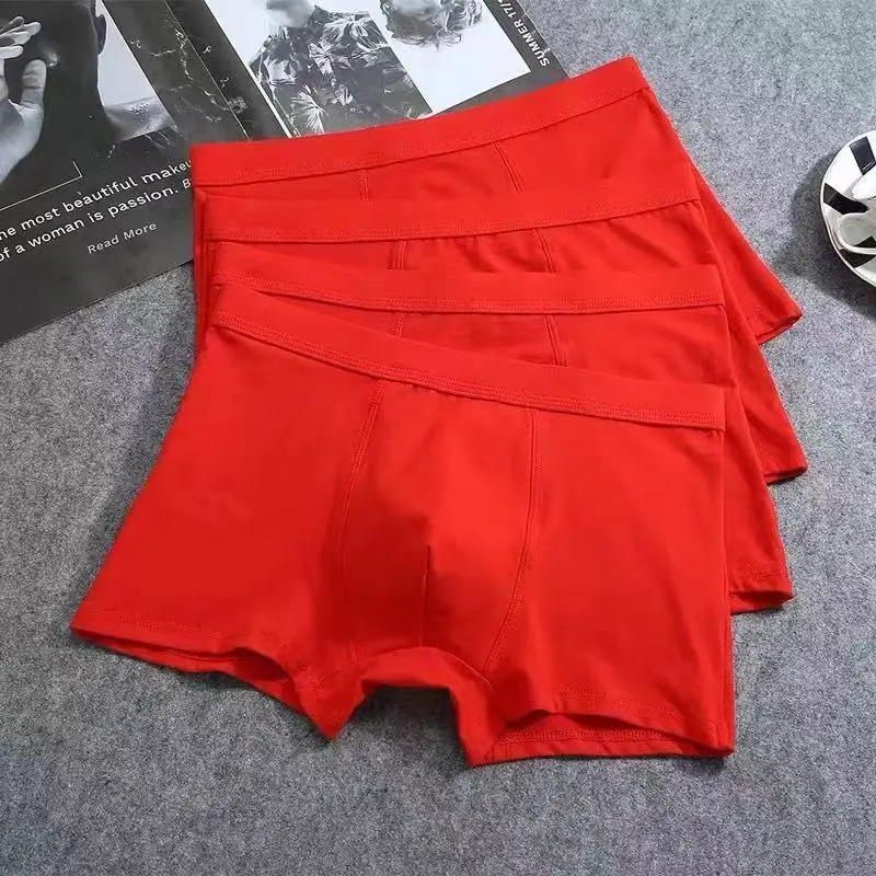 8Pcs Red Boxer Shorts Men\'s Underwear Sexy Panties Cotton Boxers Underpants Male Shorts U Convex Lingerie Plus Size 3XL-7XL