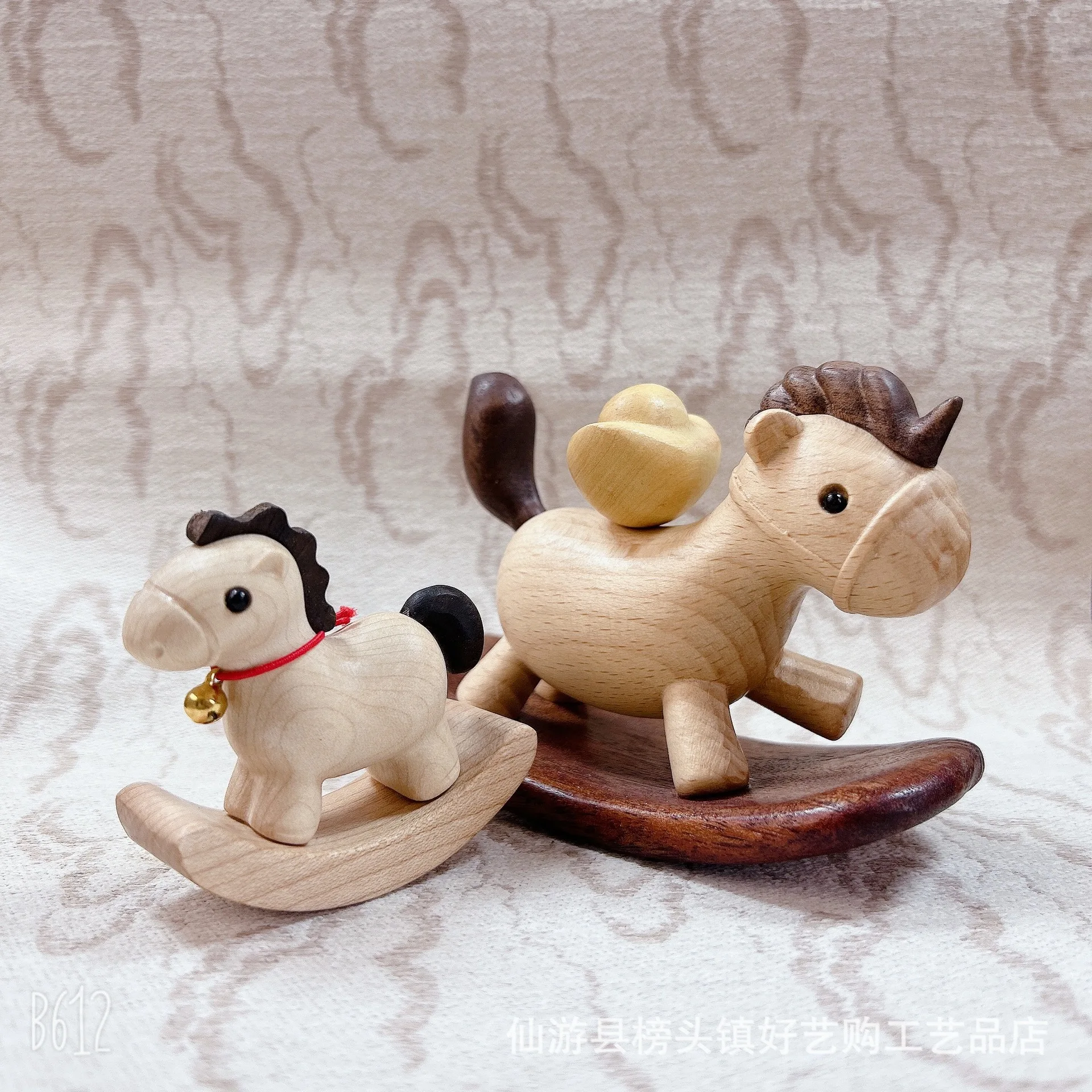 Solid Wood Bring Fortune Horse Figurine Horse Year Success Ornament Mahjong Decor Home Living Room Desktop Craft CollectibleGift