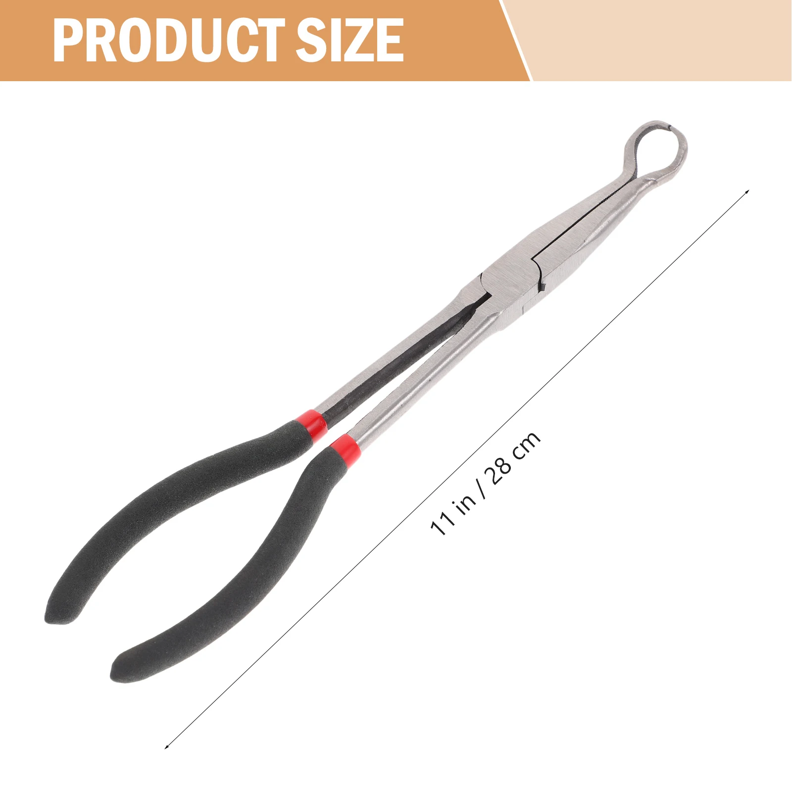 

1Pcs Extended Plier Black Round Nose Engineering Handle Manual Wiring Repair Tool Long Reach Crimping Clamp Comfortable Grip