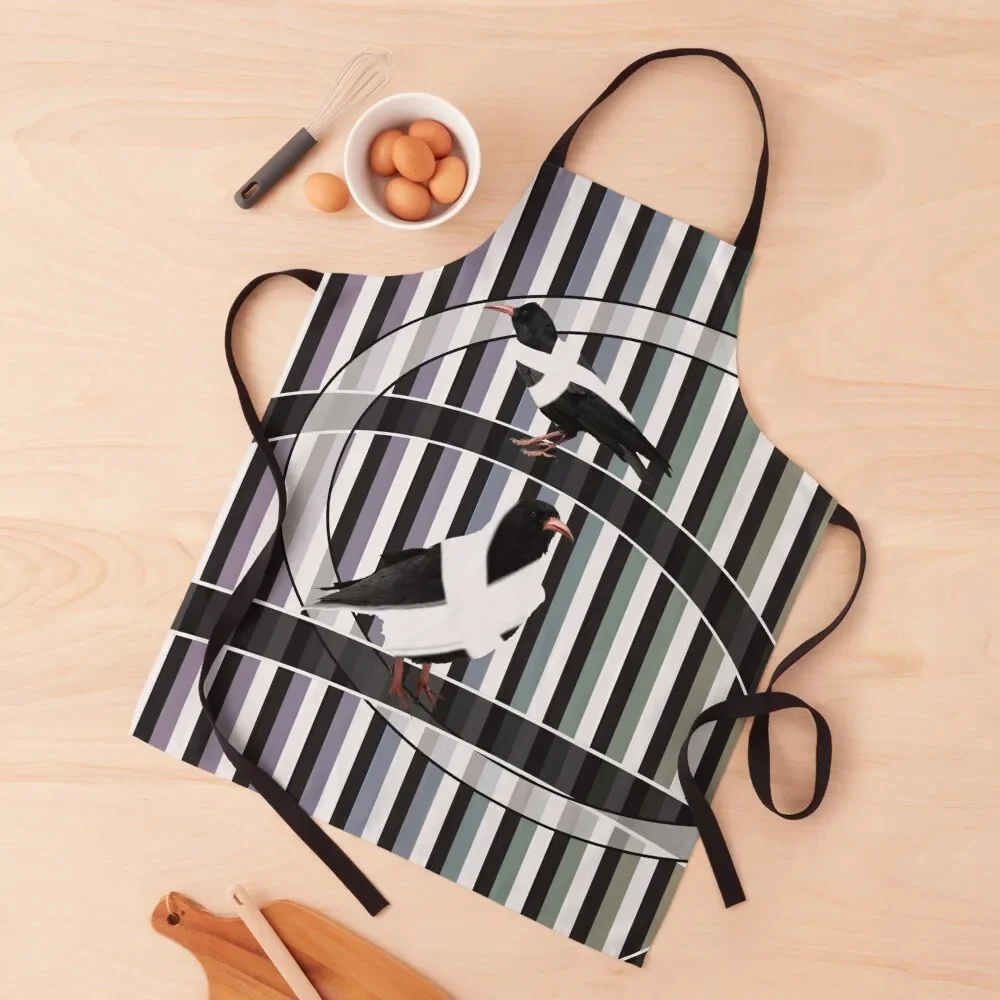 

Cornish Choughs on a Stripy Background Apron bib kitchen woman men Apron