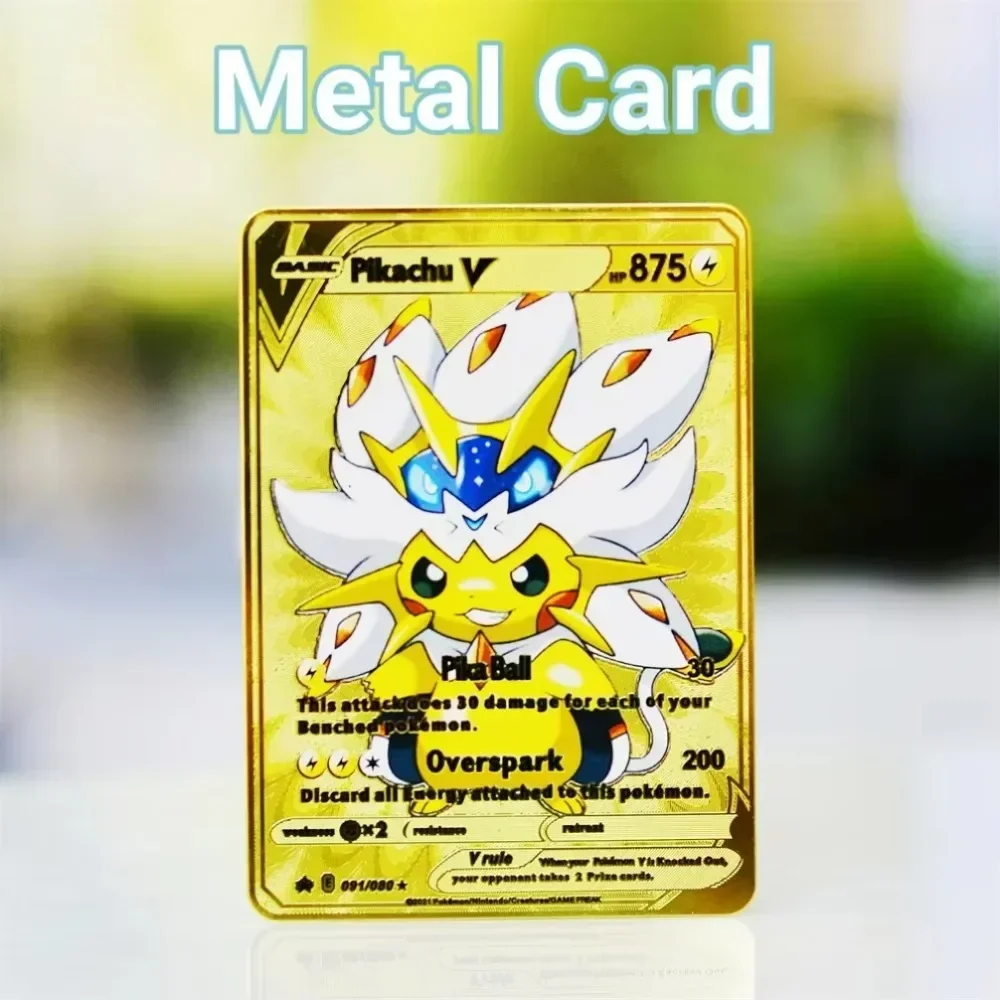 

Pokemon Card Vmax Metal Pokémon Letters Pikachu Gx Mewtwo Charizard Vstar Anime Games Toys Golden Iron Playing Cards Kids Gifts