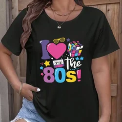 Plus Size Letter Print T-Shirt Casual Crew Neck Short Sleeve T-Shirt Women's Plus Size Clothing