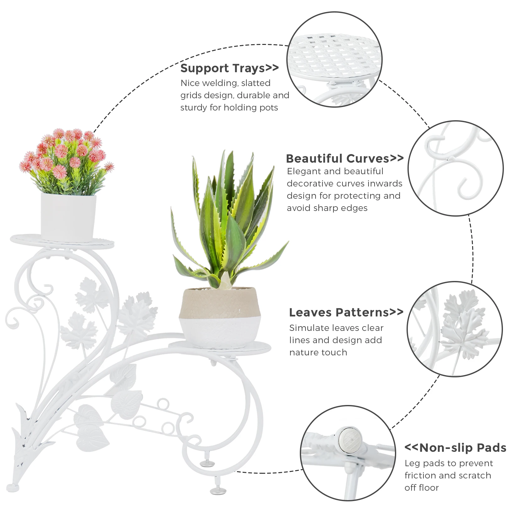 الحديد المطاوع مصنع حامل وعاء حامل حديقة شرفة زهرة عرض الرف #2