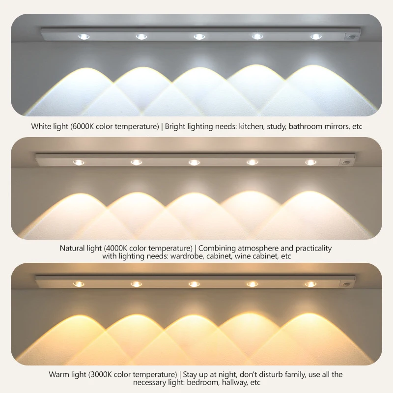 Intelligent Ultra-Thin LED Light 60-80CM Cabinet Light Wireless Human Induction Charging Wardrobe Wine Cabinet Entrance Lamp