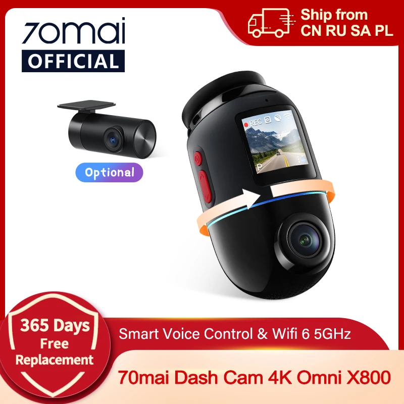 70mai Dash Cam 4K Omni X800 IMX678 360° Full View Supercapacitor 70mai X800 Built-in GPS ADAS 24H Parking Monitor AI Motion