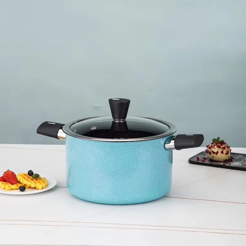 New Design Kitchen Pan Set Nonstick Pot Panela Cacerolas Momo Steamer With Stainless Steel Lid And Metal Handles Cookware Set